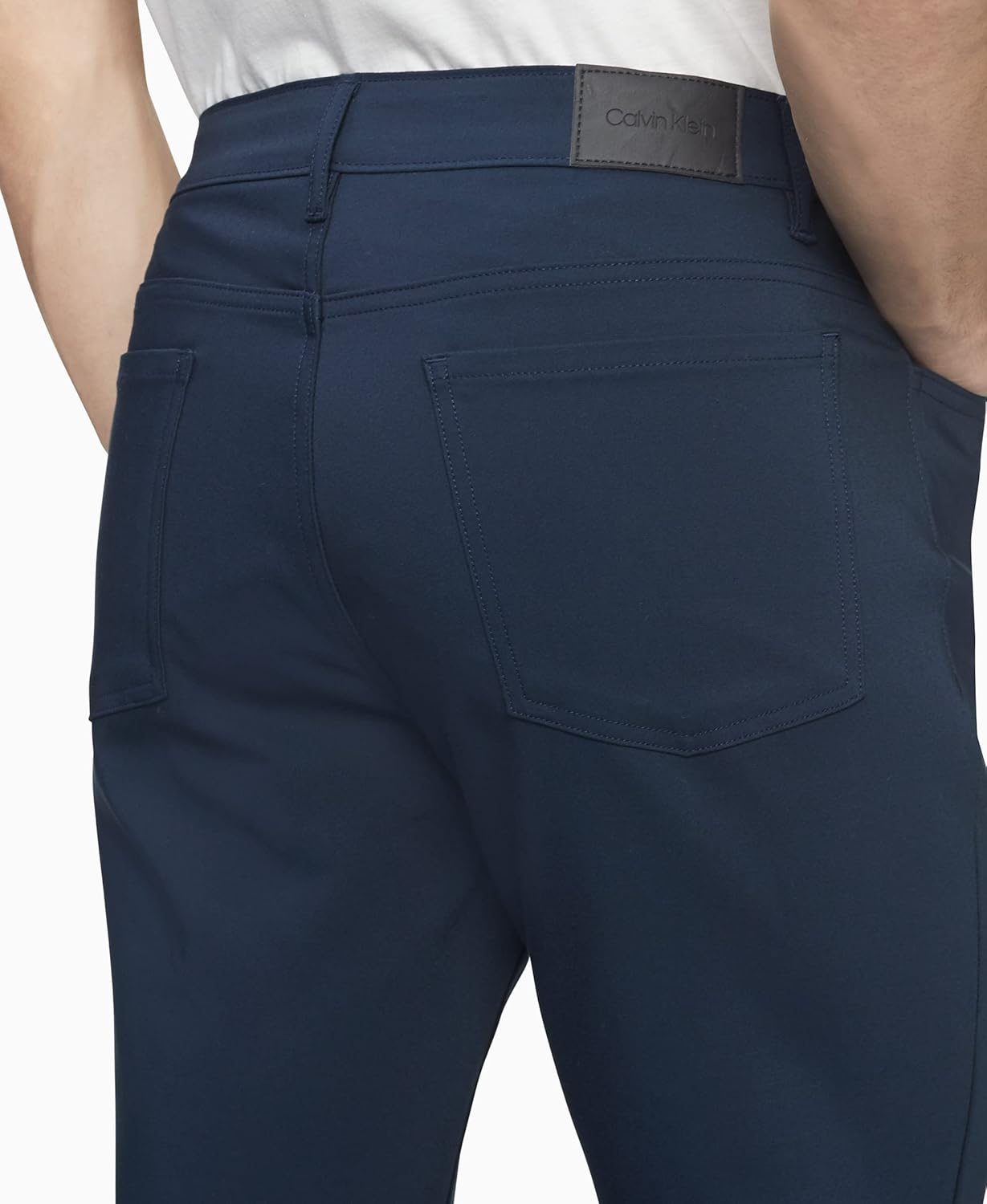 Мужские брюки Calvin Klein Move 365 Stretch Slim Fit из высокотехнологичного тканого материала, устойчивые к складкам, Sky Captain — фото 4