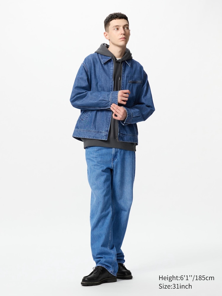 

Широкие прямые джинсы длинные Uniqlo, цвет 64 синий