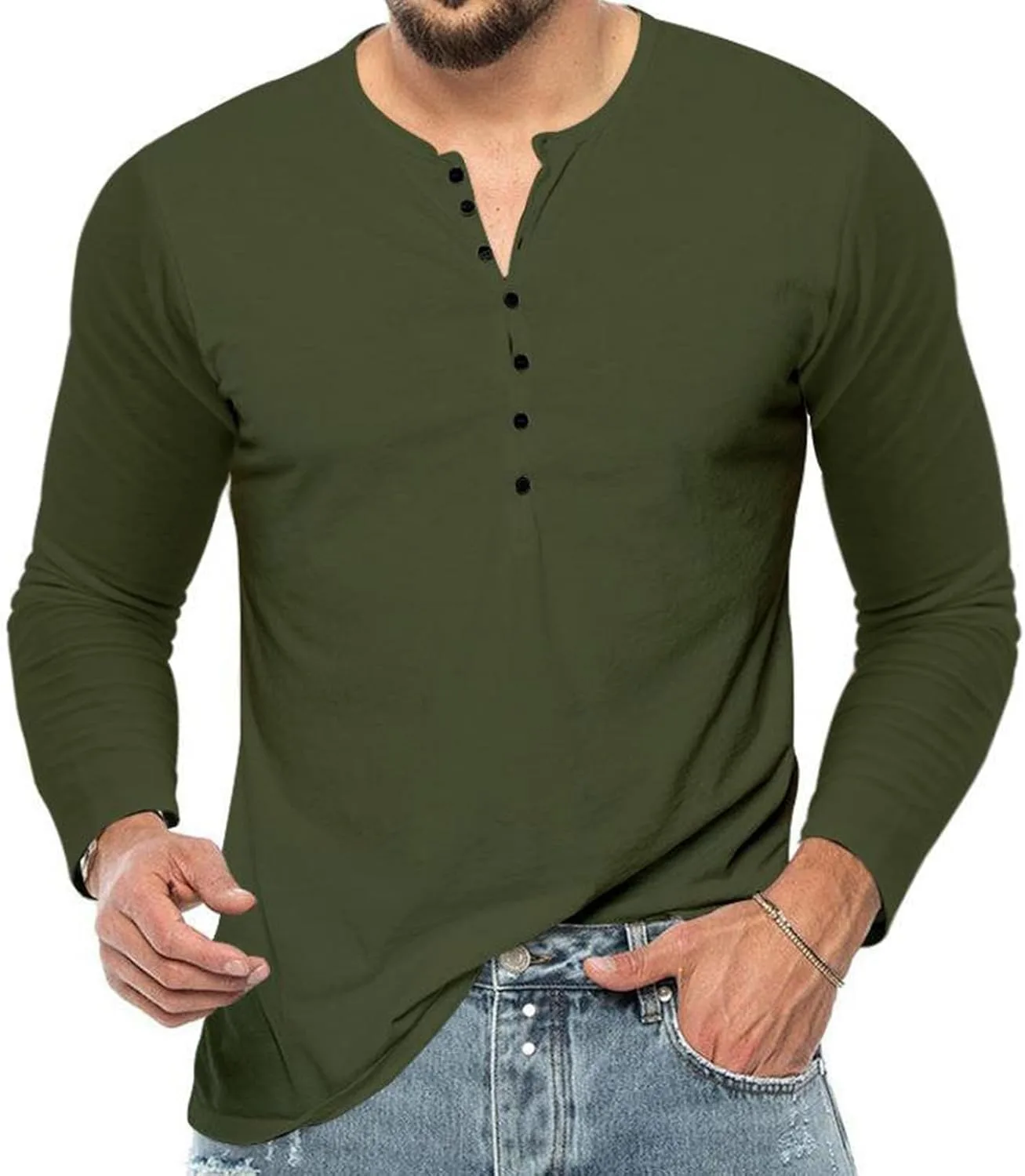 

Мужская футболка-поло с длинным рукавом, легкая, V-образный вырез RODYETQQ