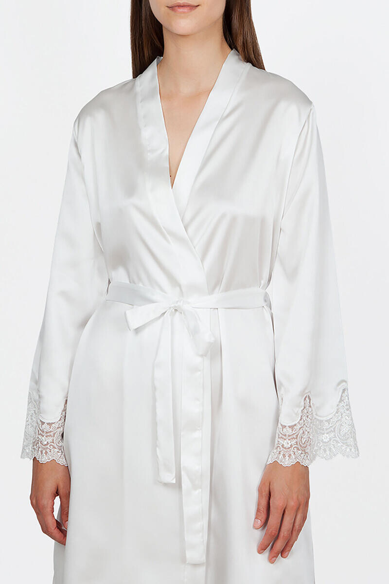 

Короткий женский атласный халат Ivette Bridal белого цвета Ivette Bridal, белый