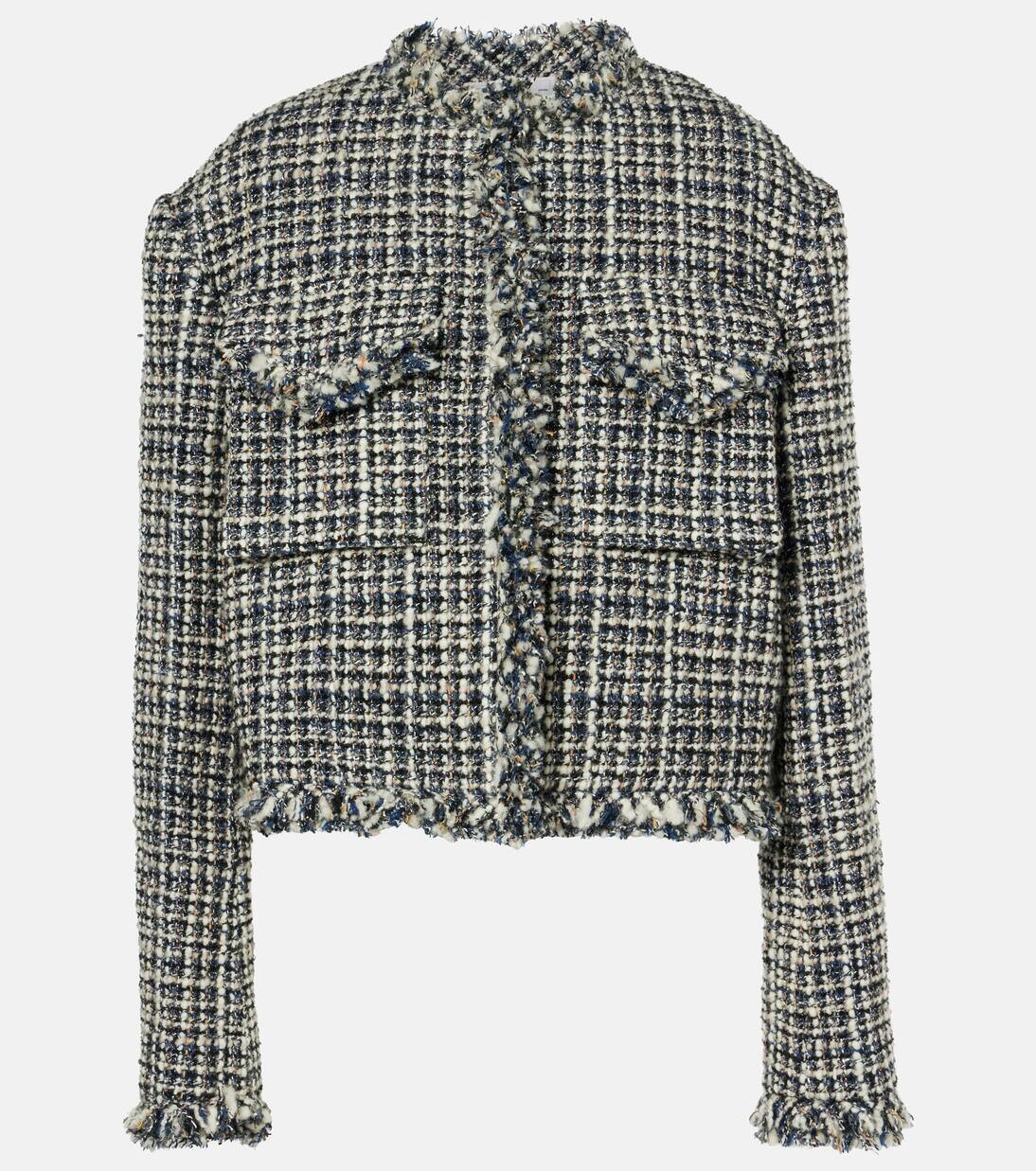 

Пиджак из твида с добавлением шерсти Sacai, цвет off white/blue