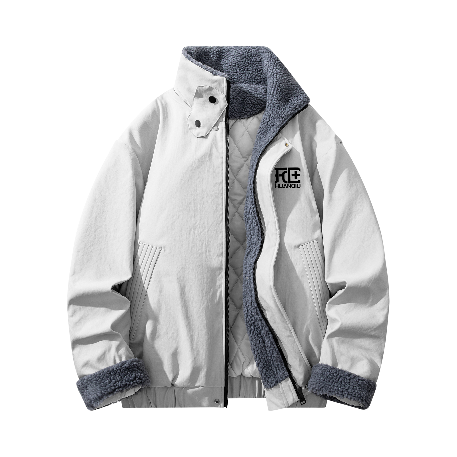 

Пуховик Unisex Stand Collar Thickened HUANQIU, светло-серый