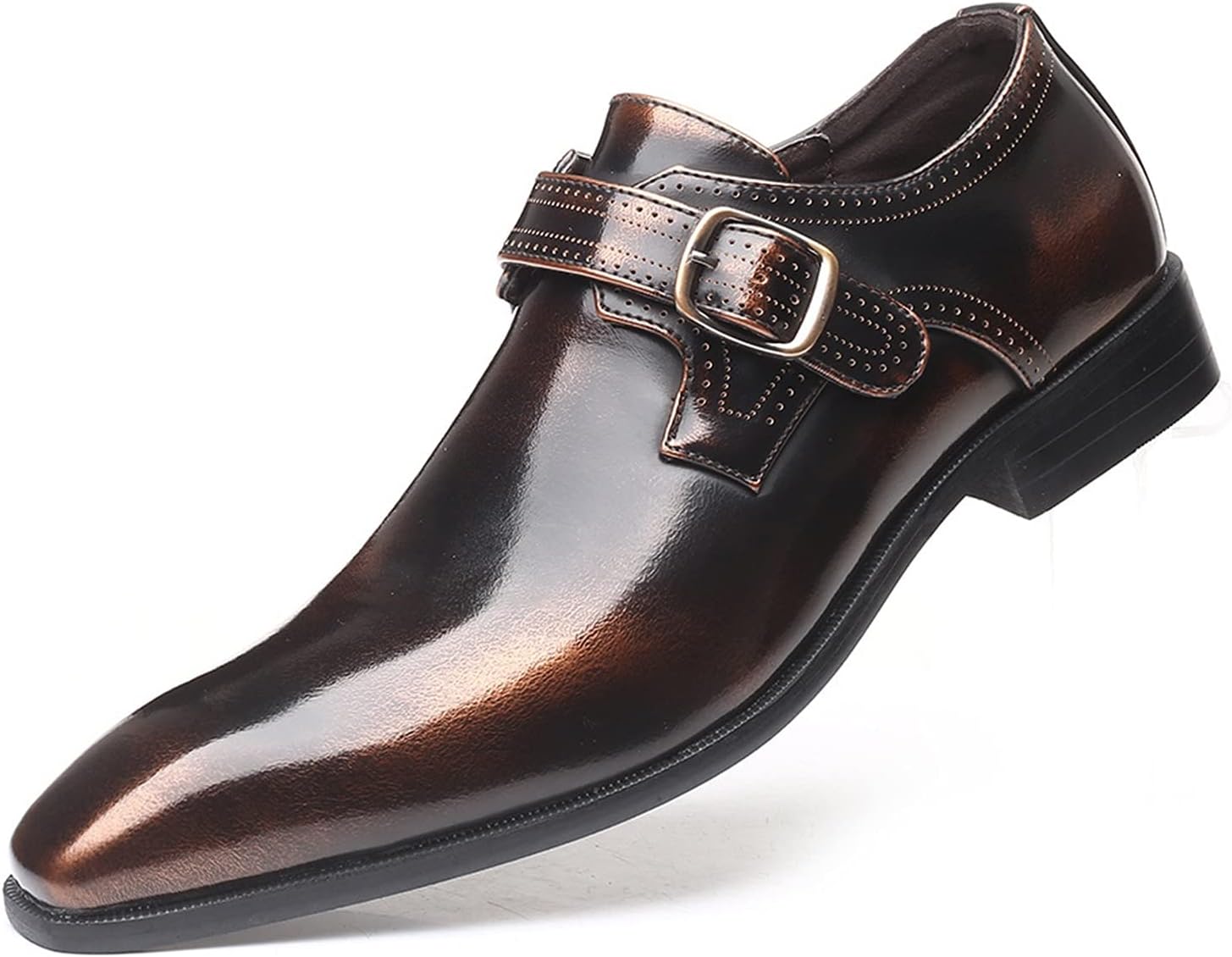 

Мужские туфли Battle Men Retro Oxford из искусственной кожи с пряжкой в стиле монк, заостренный носок, на каблуке, однотонные, формальные, бронза