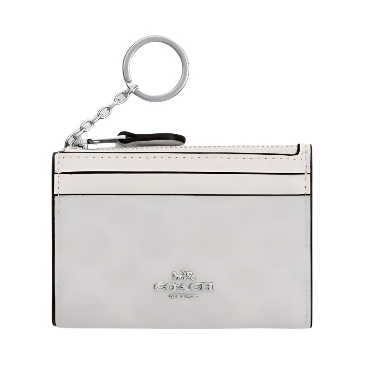 

COACH Искусственная кожа с пластиковым держателем для карт мини женский мел белый, Chalk White