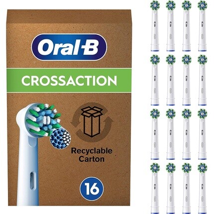 Oral-B Pro Cross Action Электрическая зубная щетка с насадкой X-образной формы и угловыми щетинками. Набор из 16 насадок для зубных щеток белого цвета.