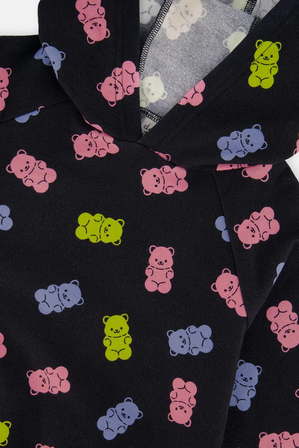 Детское худи с принтом Black Printed Gummy Bears Deux par Deux, Black Printed Gummy Bears — фото 3