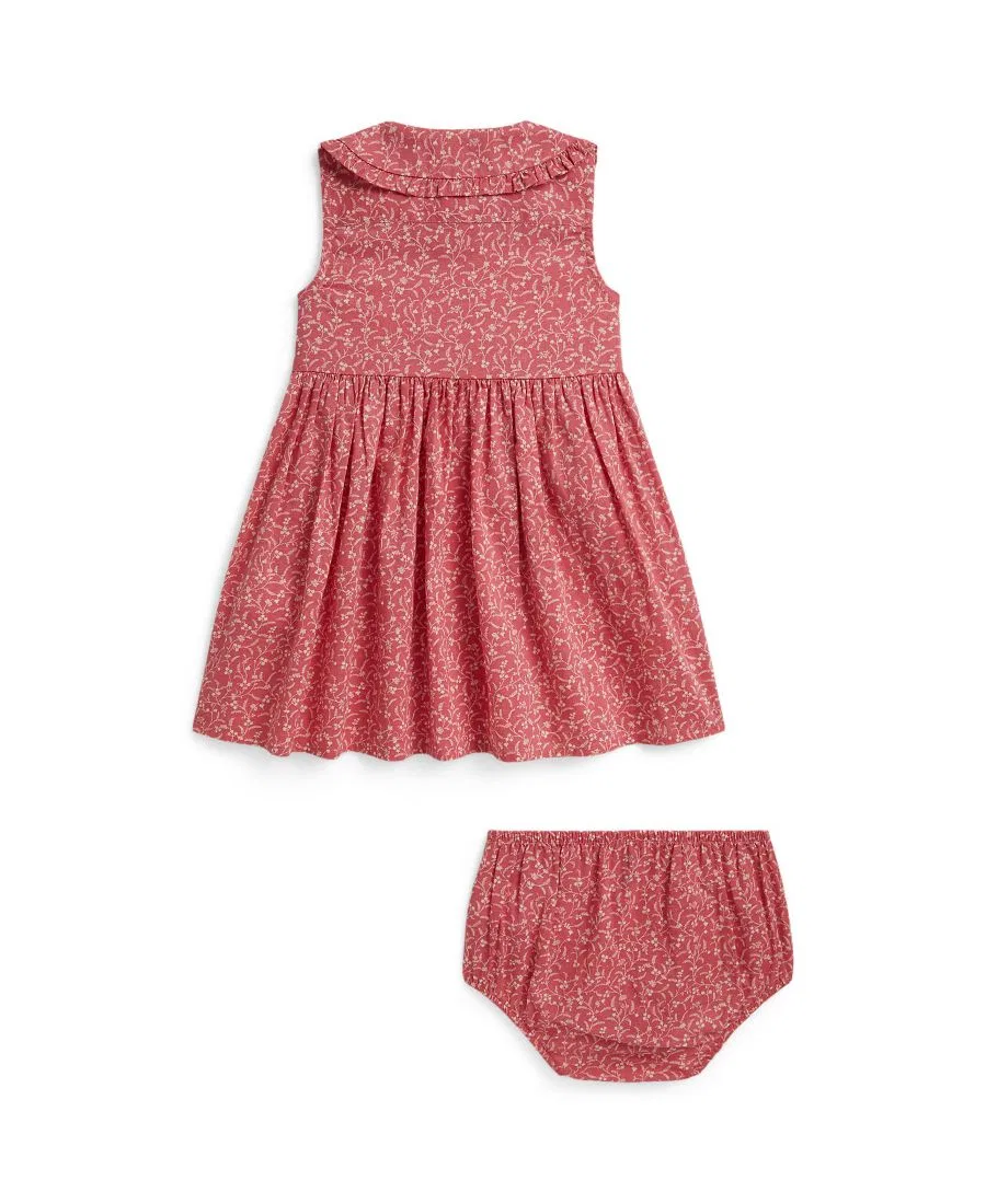Платье-рубашка хлопковое с цветочным принтом, с кукольным боди Polo Ralph Lauren, Floral Pink — фото 2