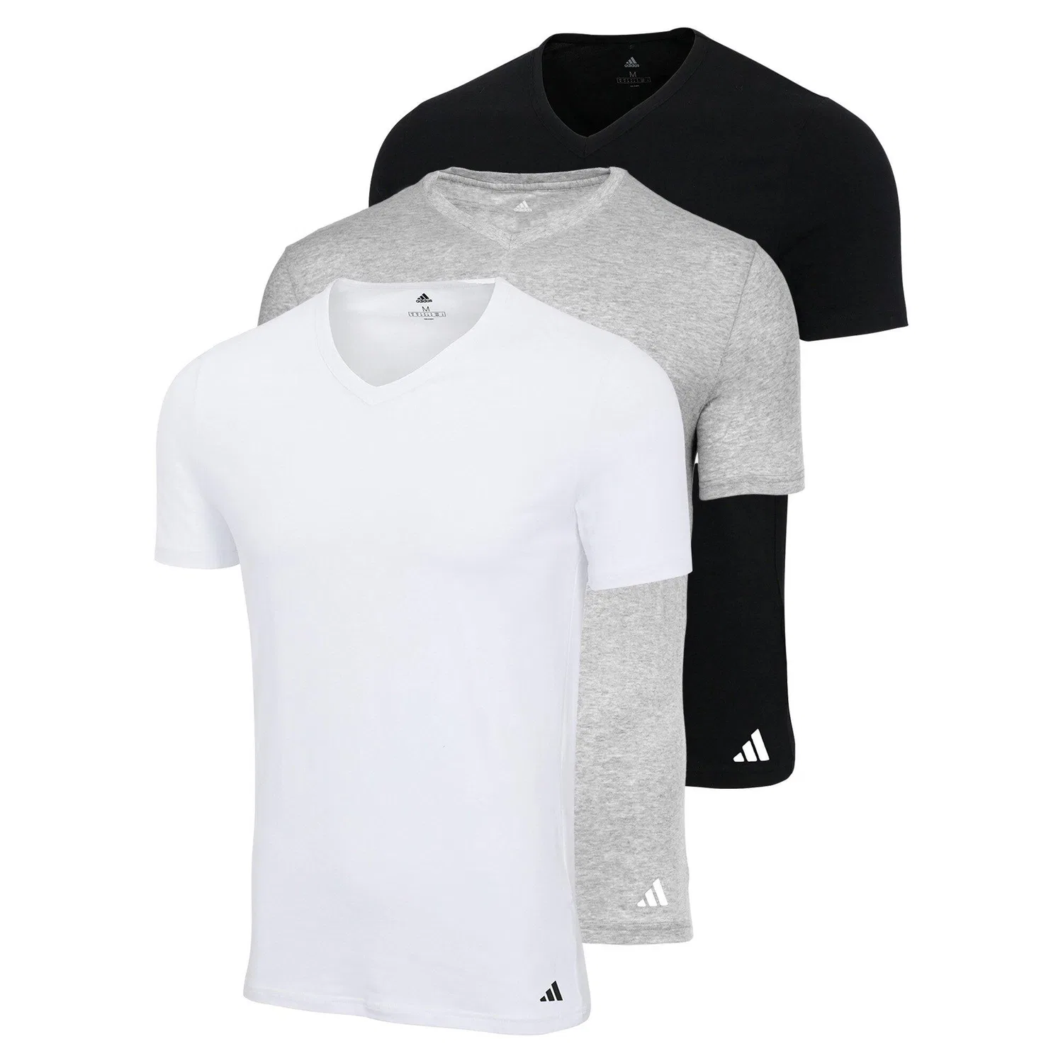 Мужской комплект футболок с V-образным вырезом Active Core Cotton 3PK Adidas, Bunt Grungrau Weiss