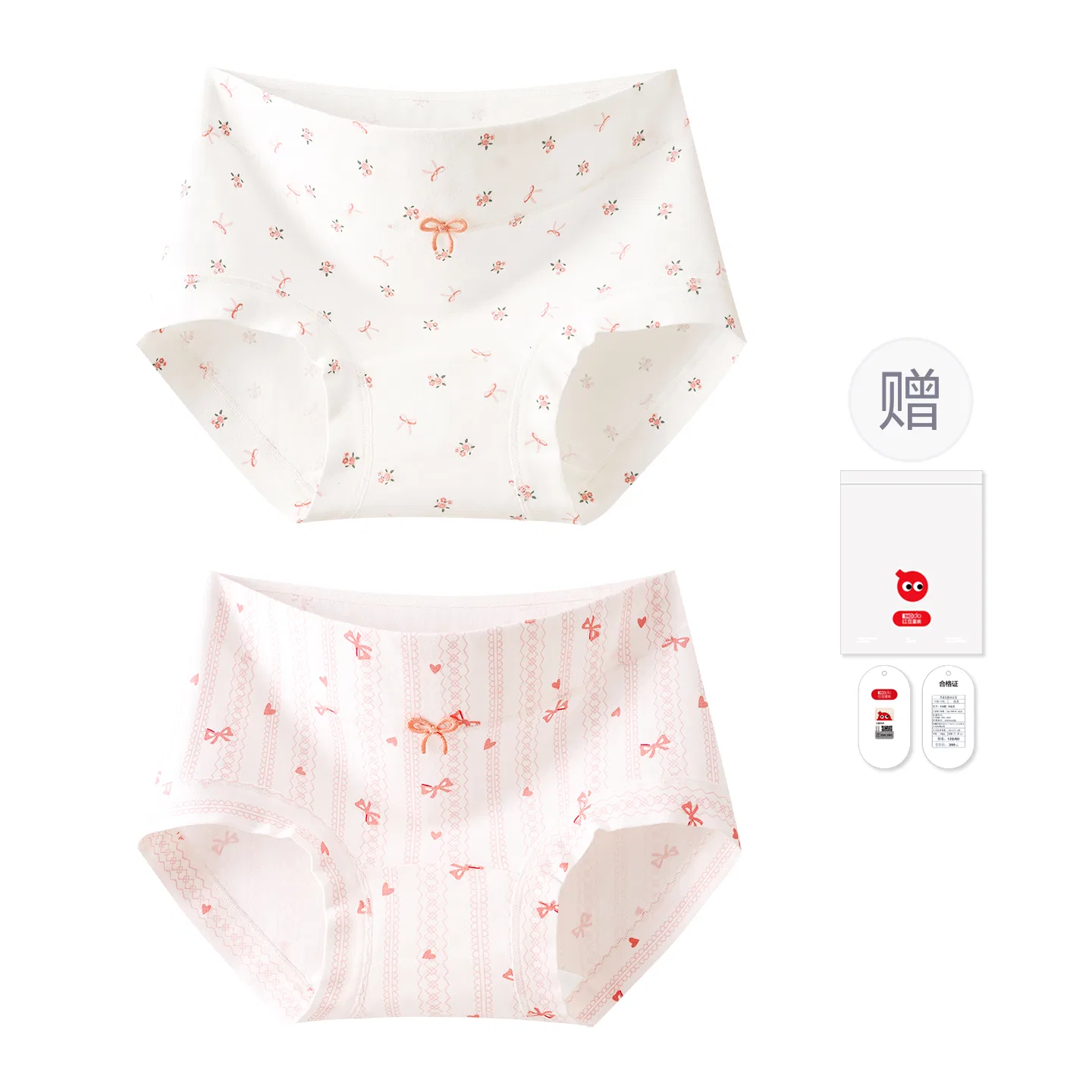 Детские трусы для девочек хлопковые с принтом Red bean, Vertical Pink Floral Print