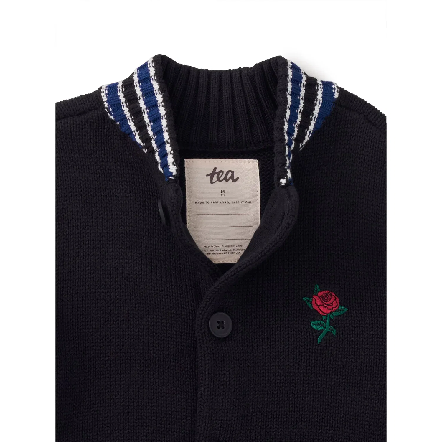 Детский свитшот-бомбер с вышивкой Bomber Sweater Tea Collection, Jet Black — фото 3