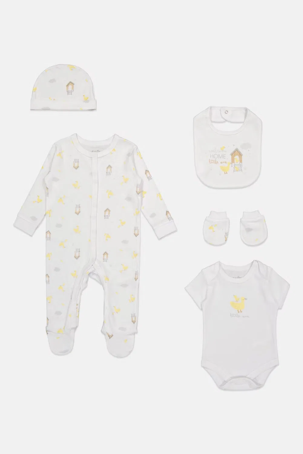 Комплект детской одежды с принтом из 5 предметов Rock-A-Bye Baby Boutique, белый — фото 2