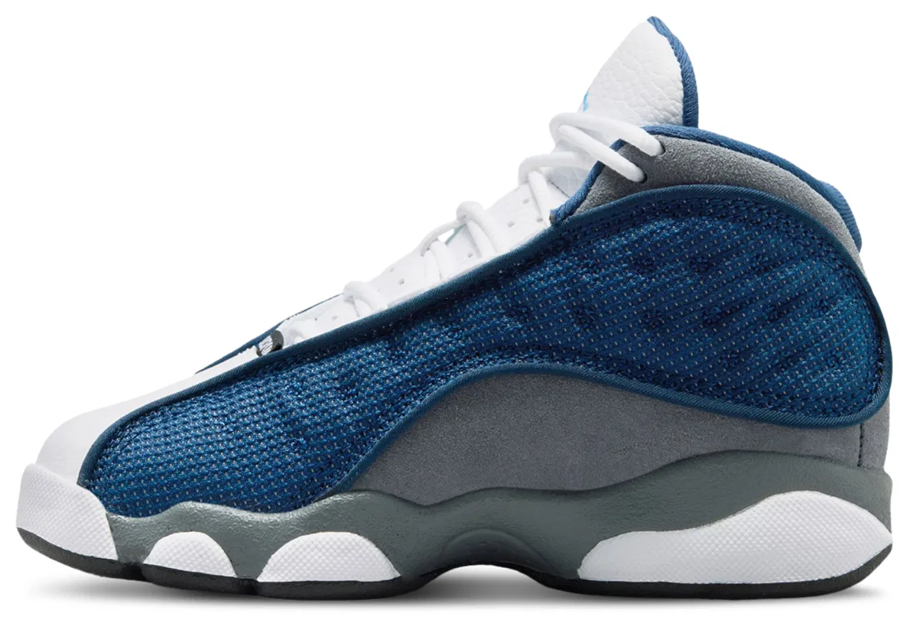 Детские кроссовки для мальчиков с верхом из кожи Jordan Retro 13 Jordan, Grey Navy University Blue — фото 2