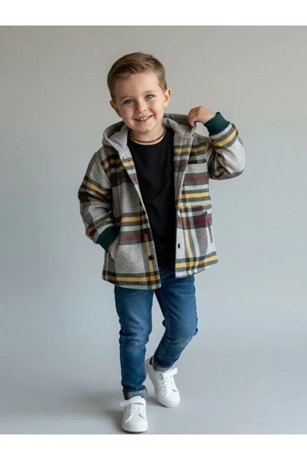 Детская рубашка с принтом с капюшоном Zekids, Green — фото 3