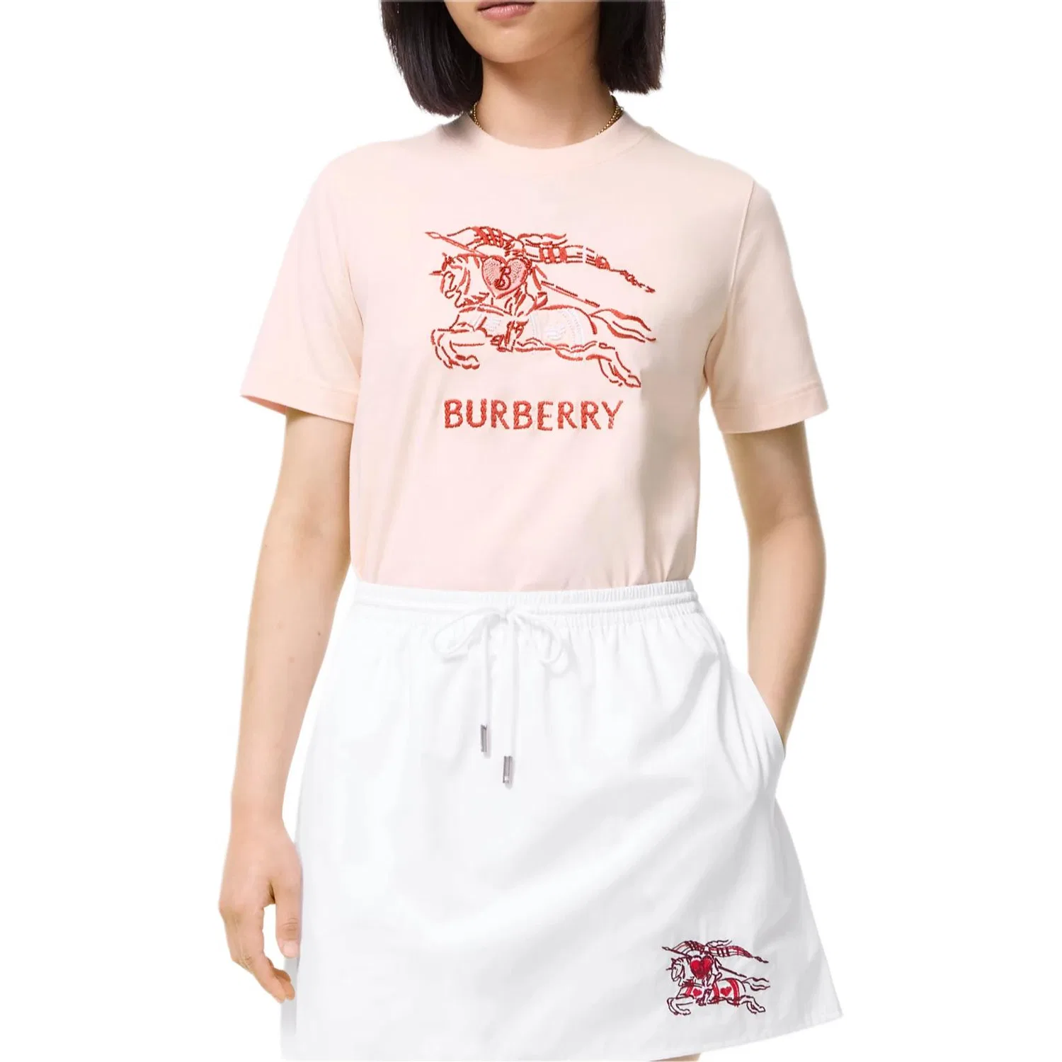 Женское поло Honey Pink с круглым вырезом, средняя посадка, Burberry — фото 3