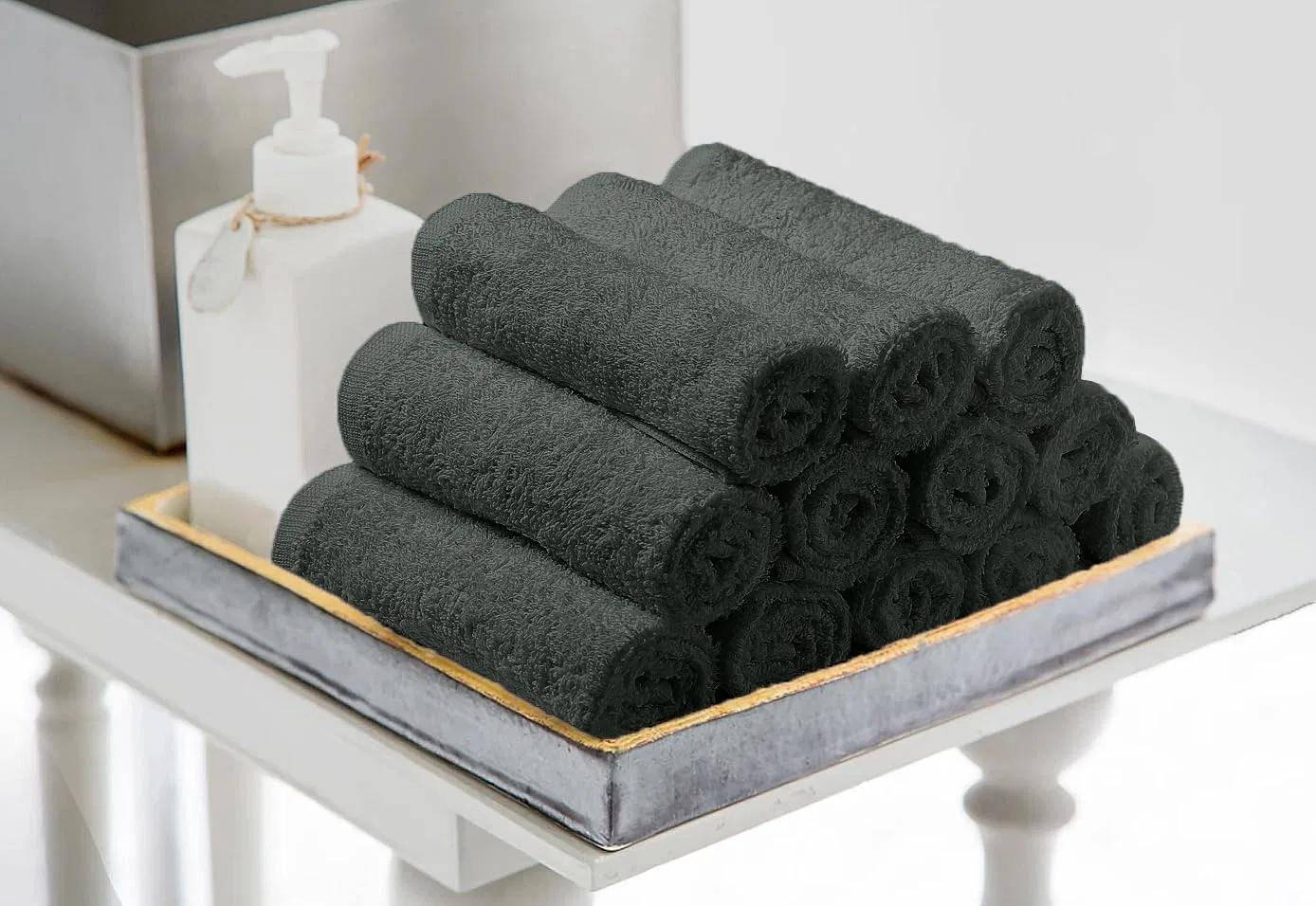 Мочалки хлопковые, Avalon Towels, набор 60 шт, 30.5x30.5 см, Серый — фото 4