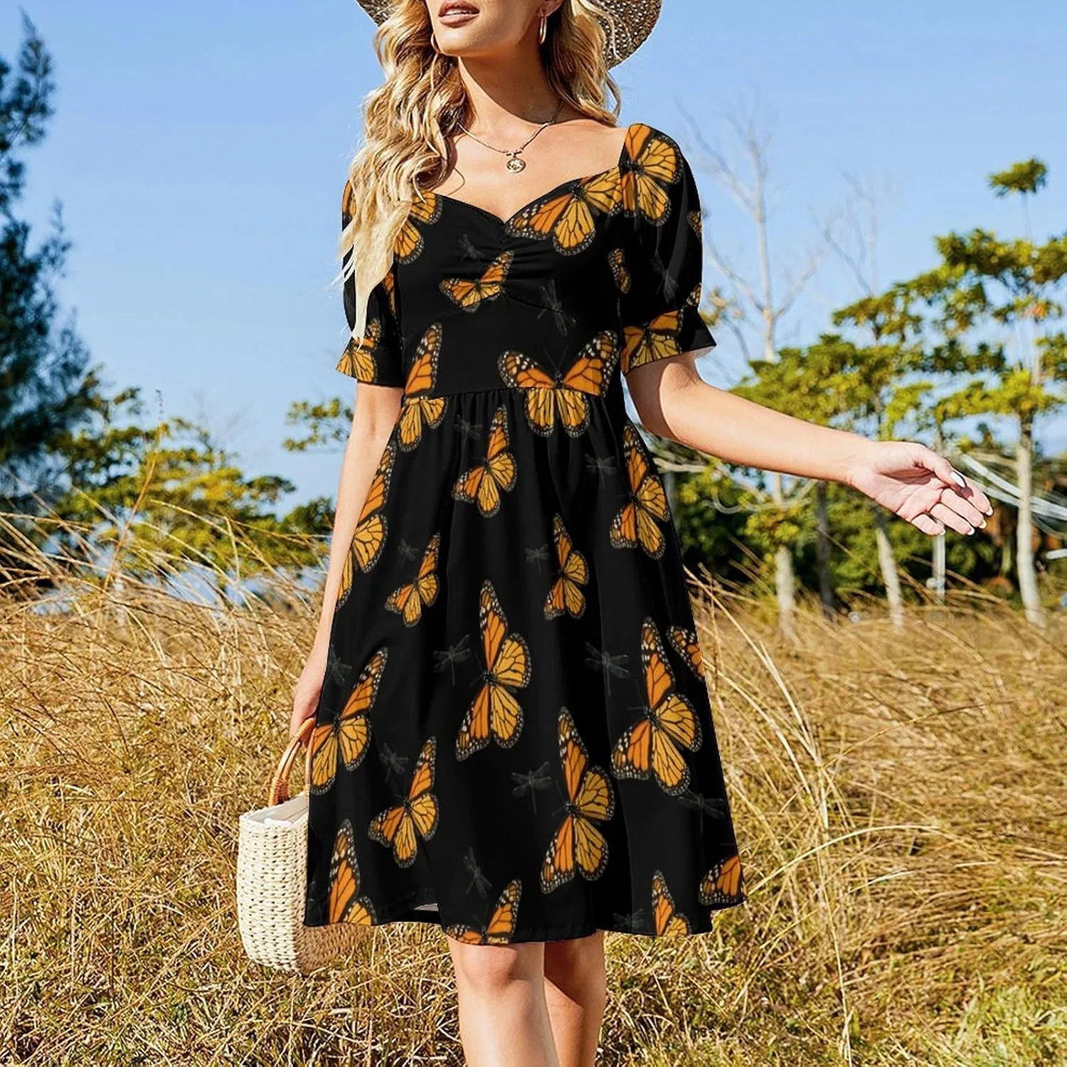 Женское летнее платье-трапеция с принтом бабочек, короткий рукав, Swing Dress, Style — фото 2