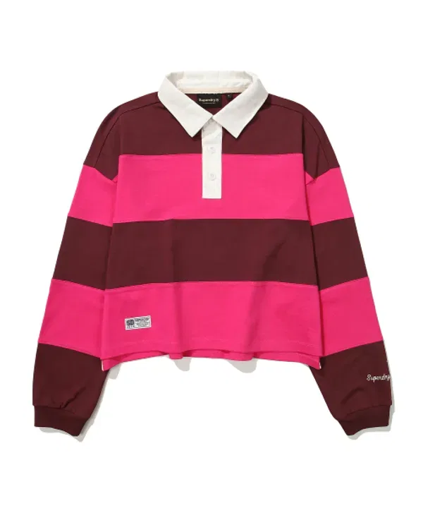 Кроп-рубашка поло с полосками Superdry, розовый