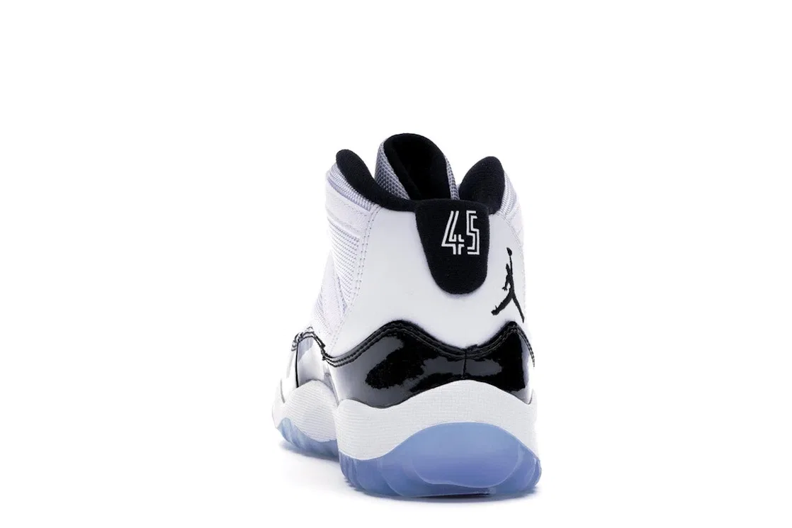 Детские кроссовки с верхом из патентированной кожи и сетки Jordan 11 Retro Jordan, White/Black-Concord — фото 4