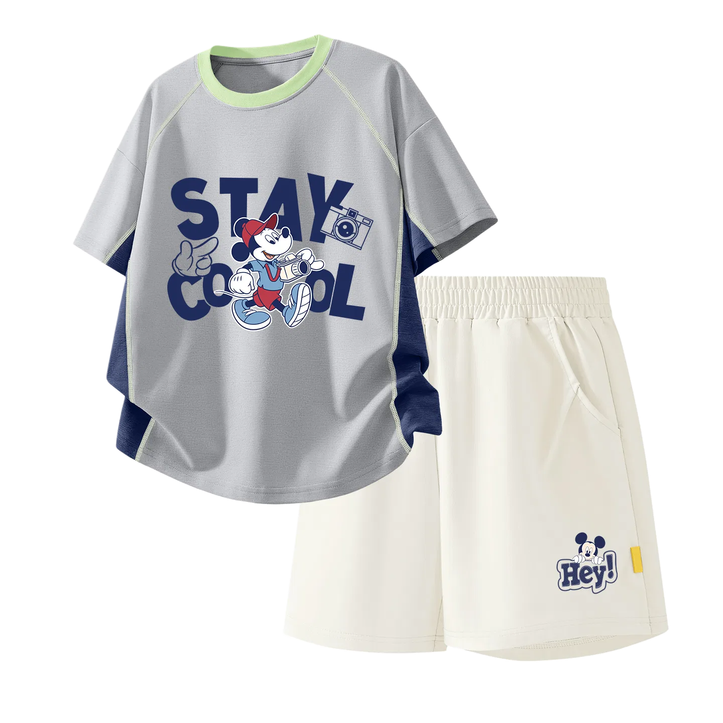 Детский спортивный костюм Casual Sportswear Two Piece Set Disney, Videography Gray+Di Hey Mickey K_Bottom Right Mist White