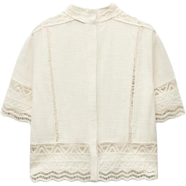 Женская рубашка с длинным рукавом ZW Shirt Raw White, ZARA, Raw White — фото 3