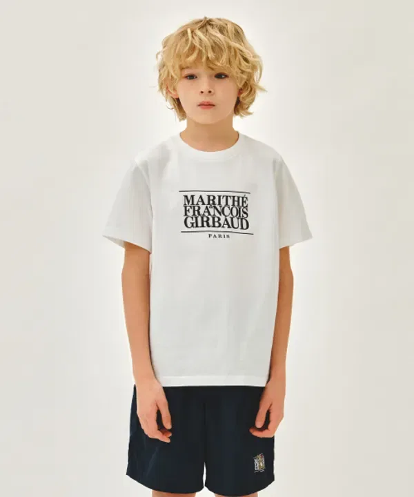 Футболка с логотипом, классическая, Kids, Marithé Kids, белый