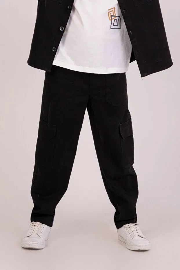 Детские брюки карго с карманами Dmb boy's cargo pocket pants Nk, Black