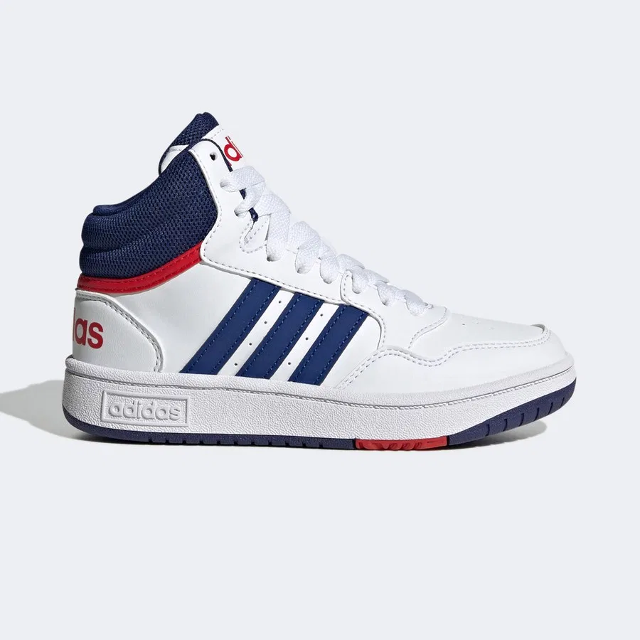 Детские кроссовки с шнуровкой Hoops Mid adidas, Бело-синий