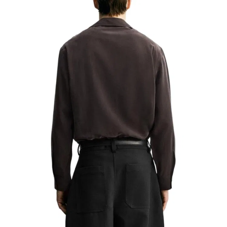 Мужская рубашка с длинным рукавом Brown ZARA, Brown — фото 4