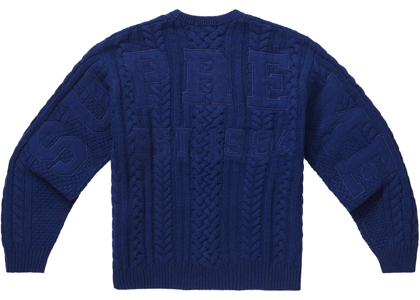 Мужской свитер с аппликацией Supreme Cable Knit Sweater, Navy — фото 2