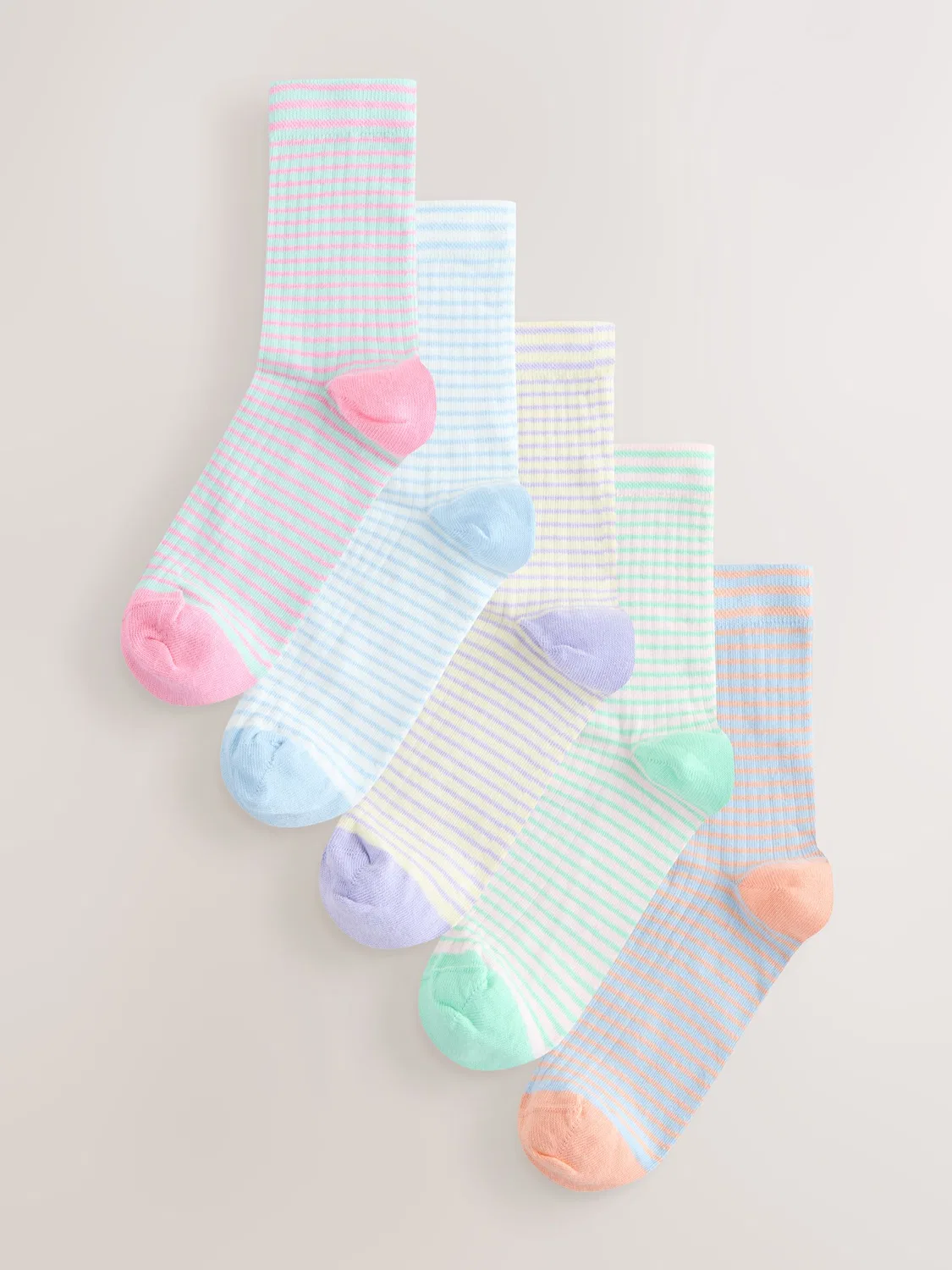Носки Pastel Stripe Ankle Socks 5 Pack Next, пастельные