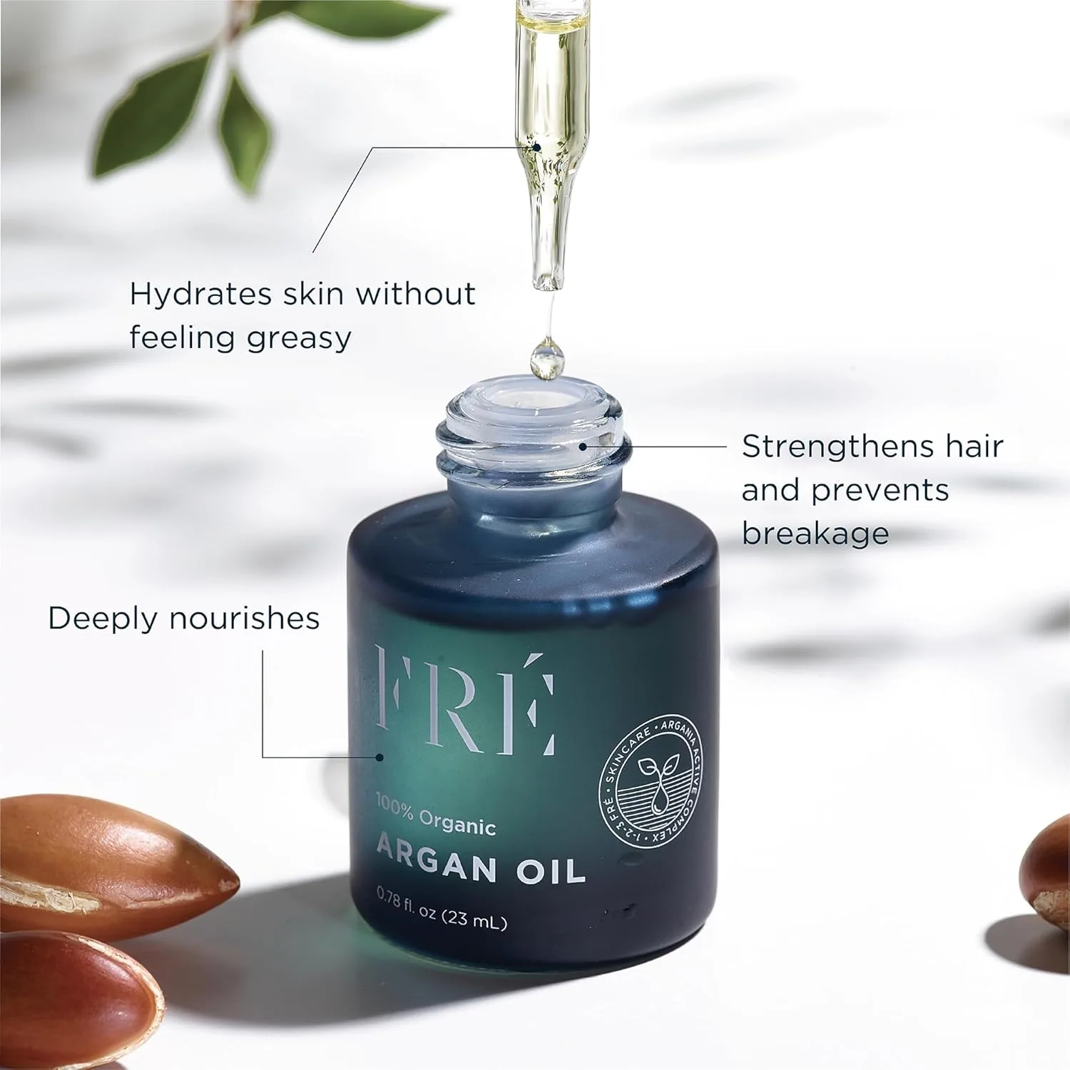 100% органическое аргановое масло FRE Skincare для волос, кожи и ногтей - холодного отжима для роста сухих и поврежденных волос, увлажняющий марокканский крем для более мягкой и гладкой кожи Fré — фото 4