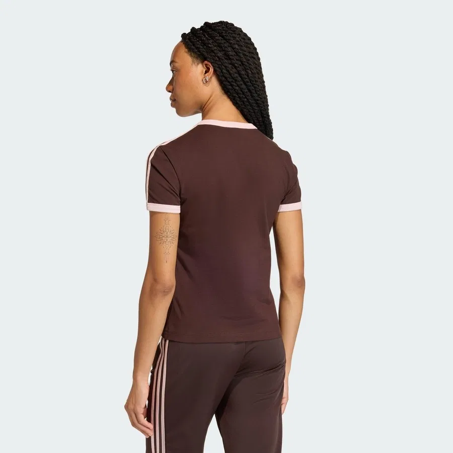 Футболка с принтом 3 Stripes Slim Tee adidas, Бело-черный — фото 2