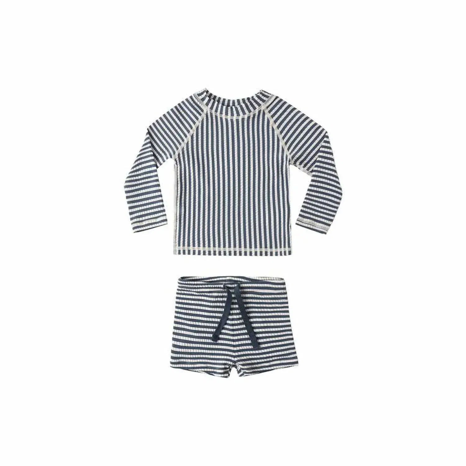 Детский комплект для плавания с защитой UPF 50+ с длинным рукавом Navy Stripe Rylee + Cru
