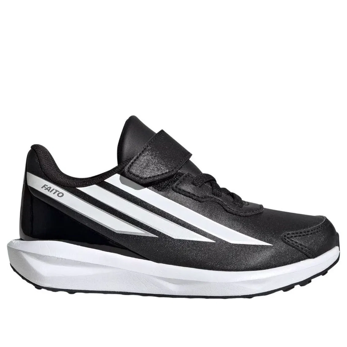 Детские кроссовки с закрытой шнуровкой Faito Black White Turbo Adidas, черный — фото 2