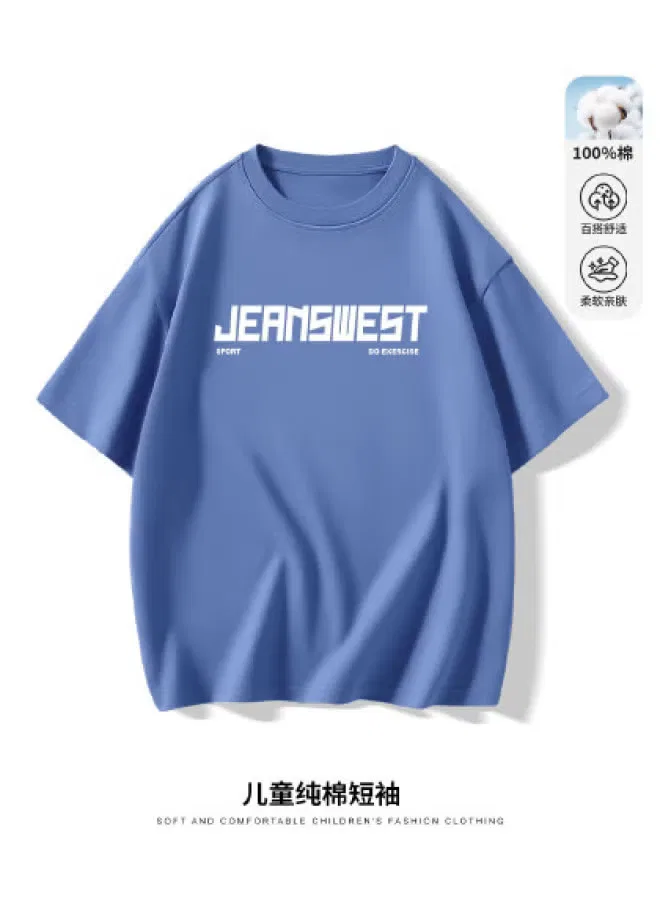Футболка с принтом букв для мальчиков Jeanswest, синий деним