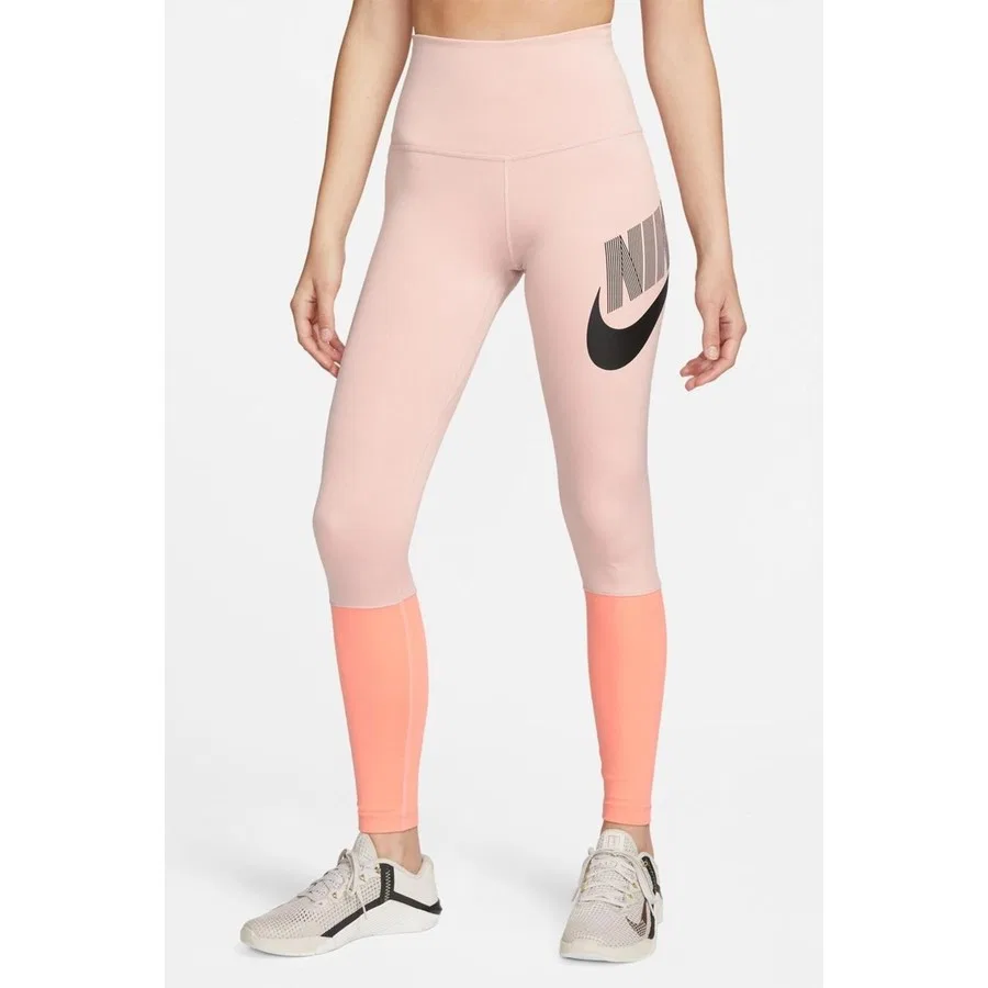 Женские леггинсы для тренировок с высокой посадкой и принтом Nike One High Waisted Training, Розовый