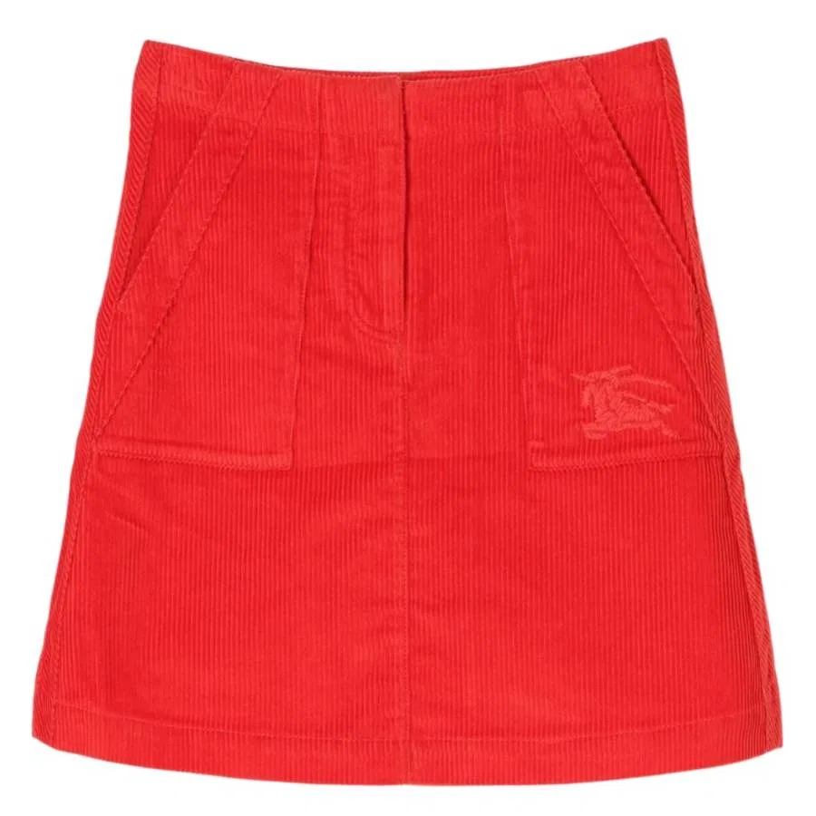 Юбка из вельвета с вышивкой Ava EKD Burberry, Warm Coral Red