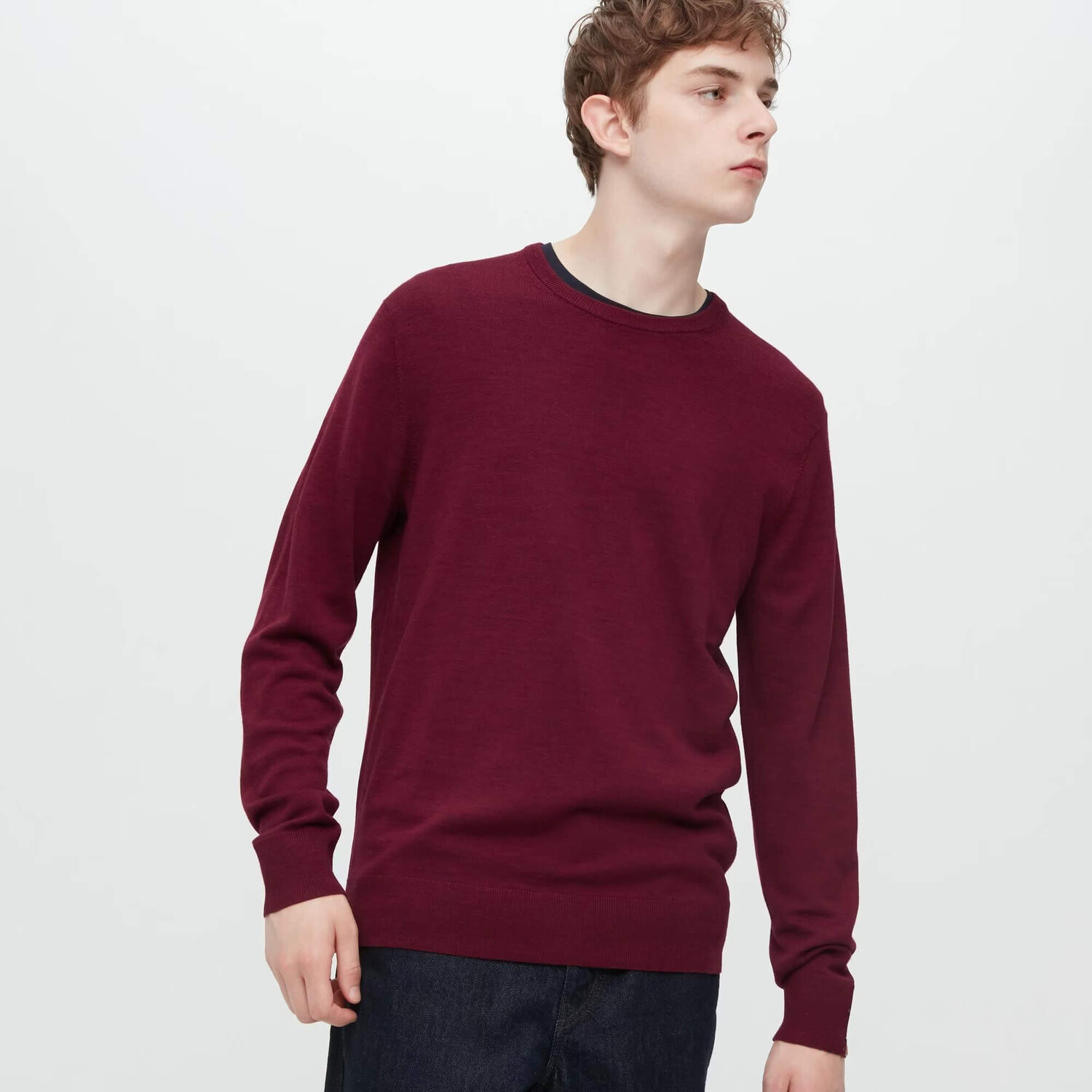 

Джемпер Uniqlo Extra Fine Merino Crew Neck, бордовый, Красный, Джемпер Uniqlo Extra Fine Merino Crew Neck, бордовый