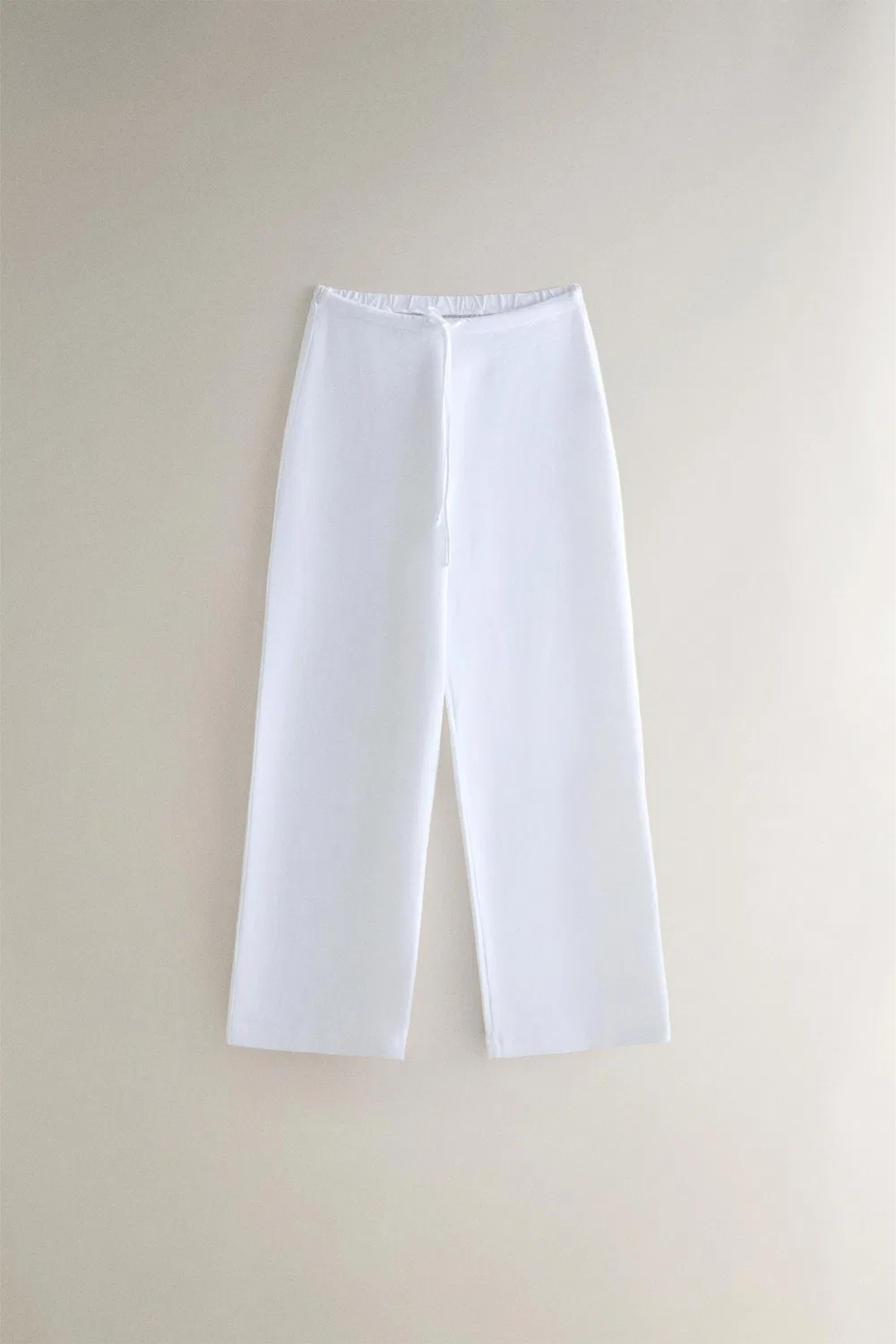 Хлопковые брюки с широкими штанинами ZARA, White
