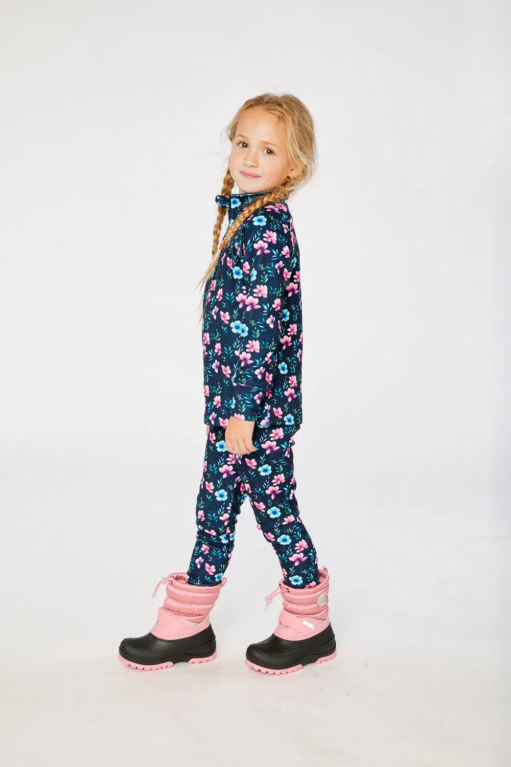 Детский термокомплект из двух предметов с цветочным принтом Deux par Deux, Blue Floral Print — фото 3