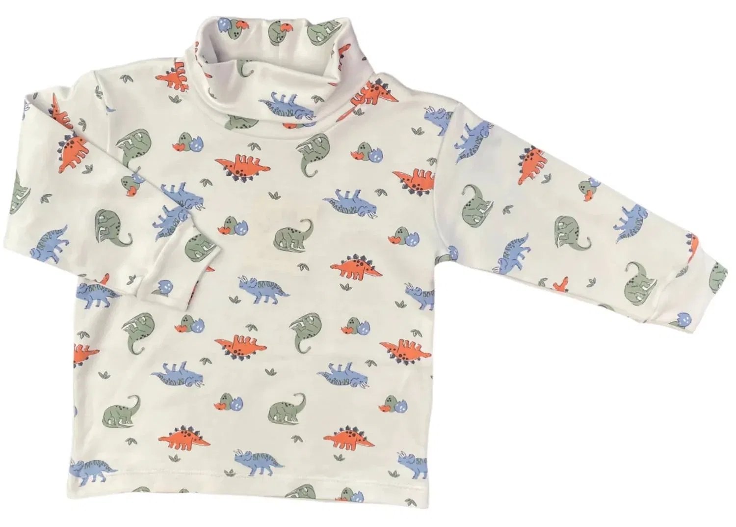 Детский лонгслив с высоким воротом и принтом динозавров Luigi Kids, White Multi