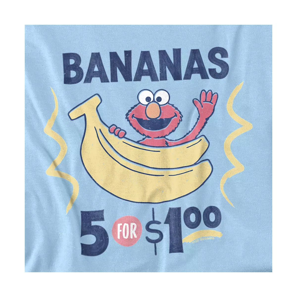 Детское боди с коротким рукавом Sesame Street Vintage Sign Elmo's Bananas, Light Blue — фото 2