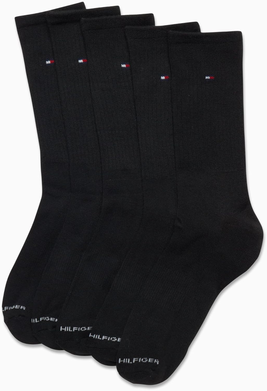 Мужские носки Tommy Hilfiger Crew Socks - 5 пар спортивных носков с эластичной подкладкой и амортизацией (размер обуви: 7-12), Pure Black — фото 4
