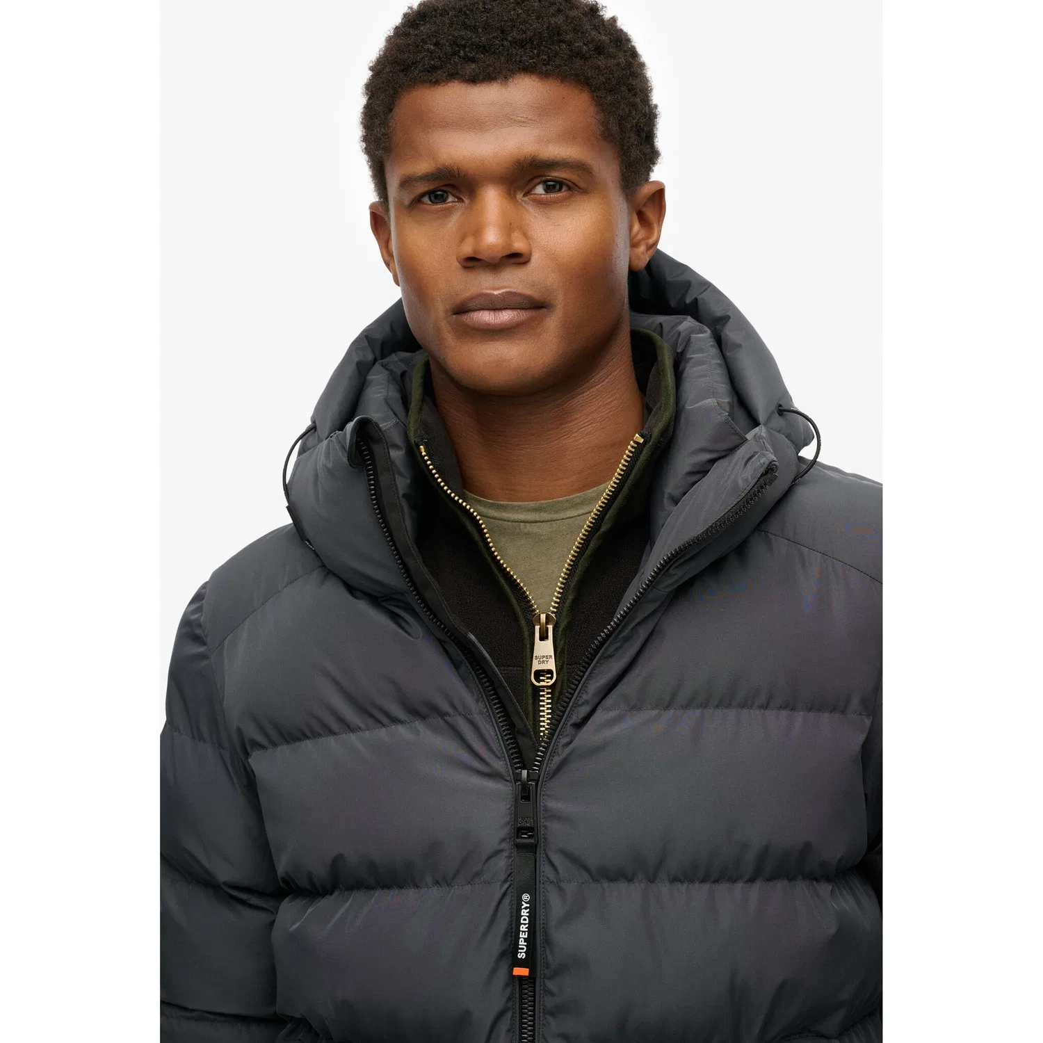 Мужская стеганая куртка с капюшоном Superdry, Ebony — фото 4