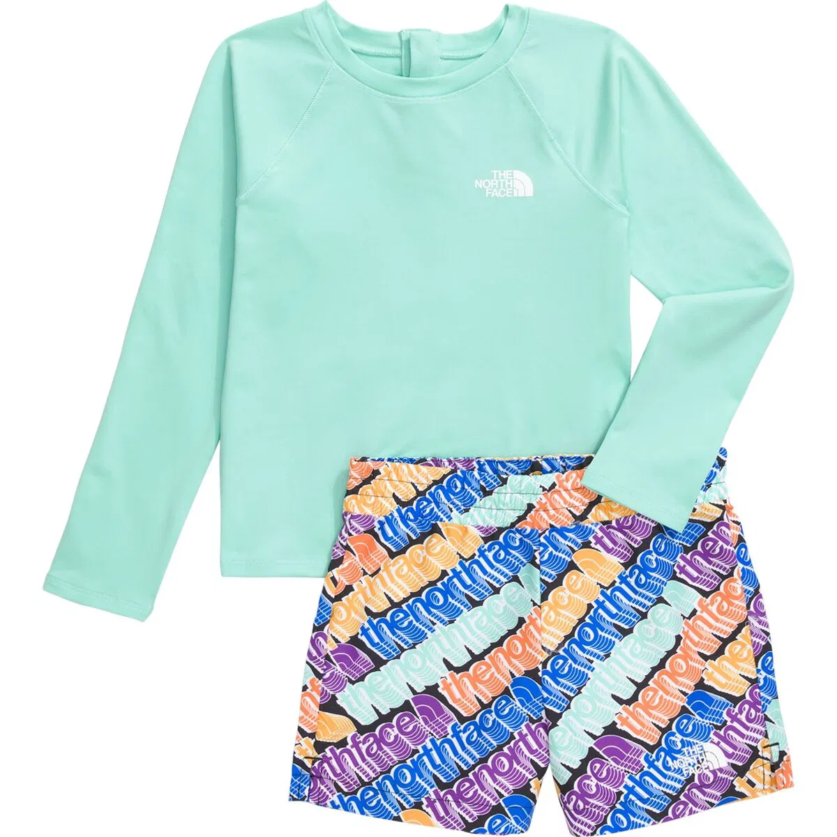 Детский комплект для плавания с длинным рукавом Class V Pathfinder Set The North Face, Bright Foam/Bright Foam Diagonal Logo Multi Print