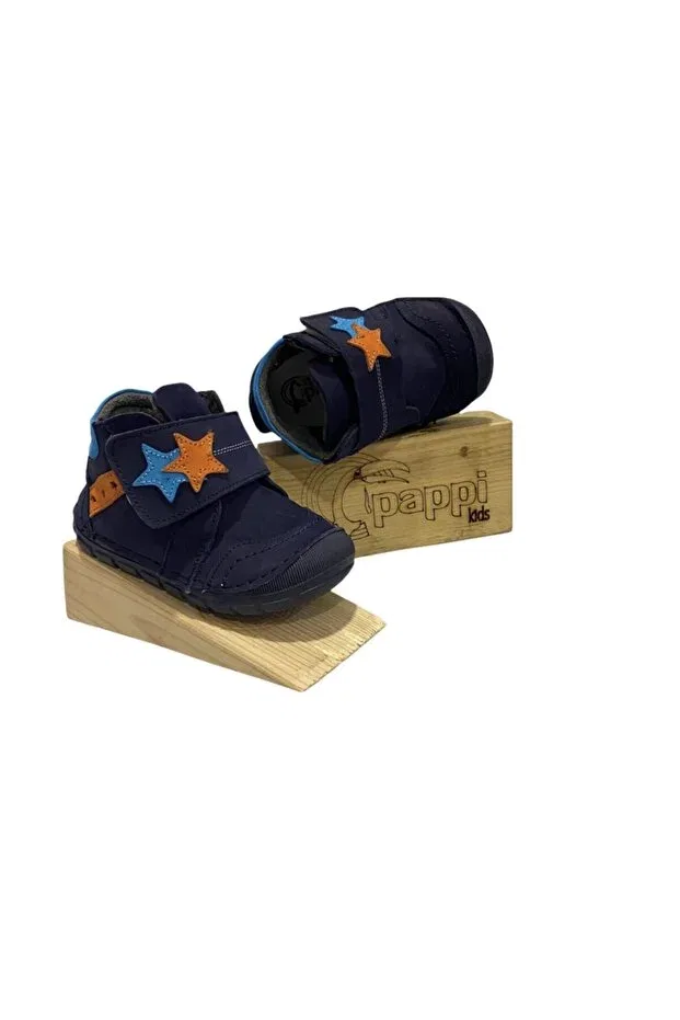 Детские ботинки для мальчиков ортопедические кожаные Pappikids, Navy Blue
