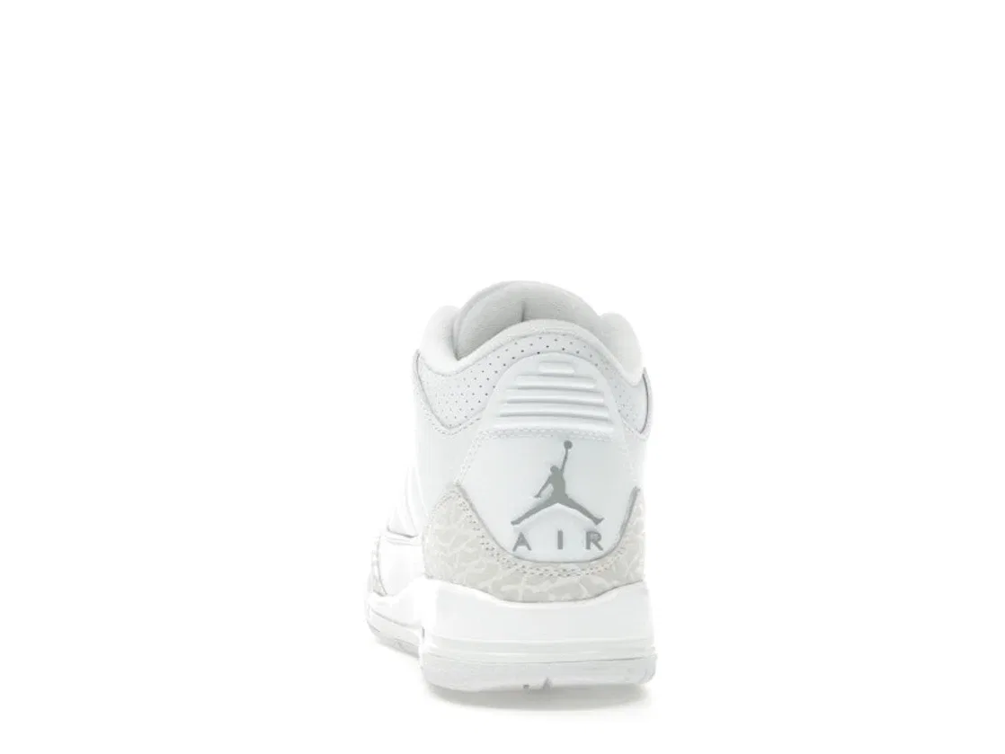 Детские кроссовки с сетчатым верхом Jordan 3 Retro, White/White/Metallic Silver — фото 4