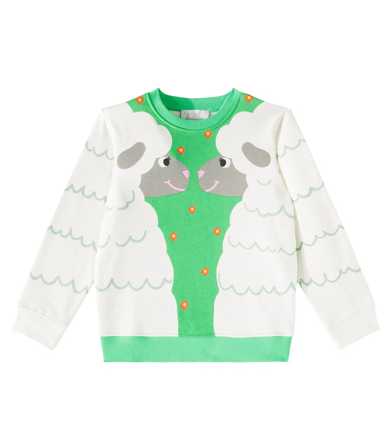 Свитшот хлопковый с принтом Stella Mccartney Kids, зеленый