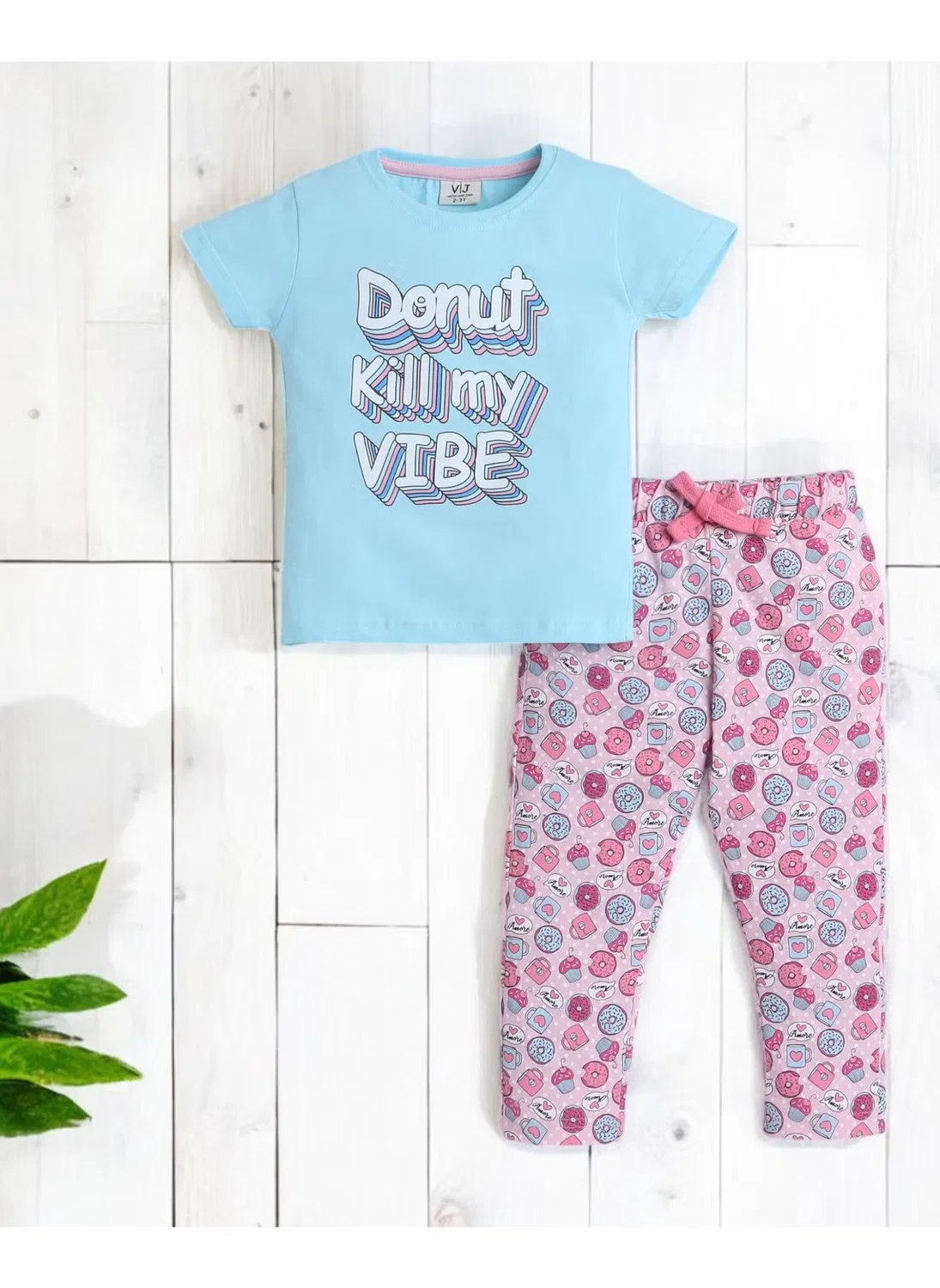 Комплект пижамный с принтом, модель Printed T-shirt and Pyjama Set, Victor And Jane, синий — фото 4