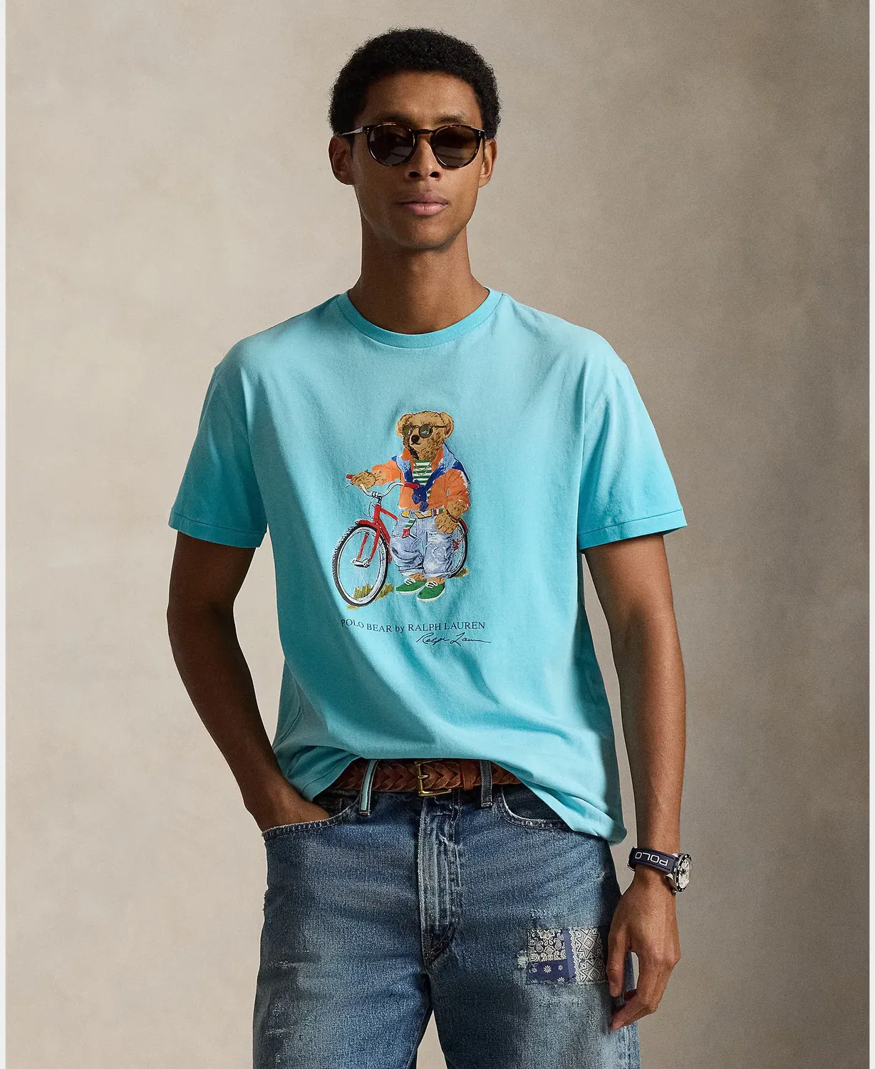 Мужская футболка с принтом Polo Bear Polo Ralph Lauren, Azul Claro